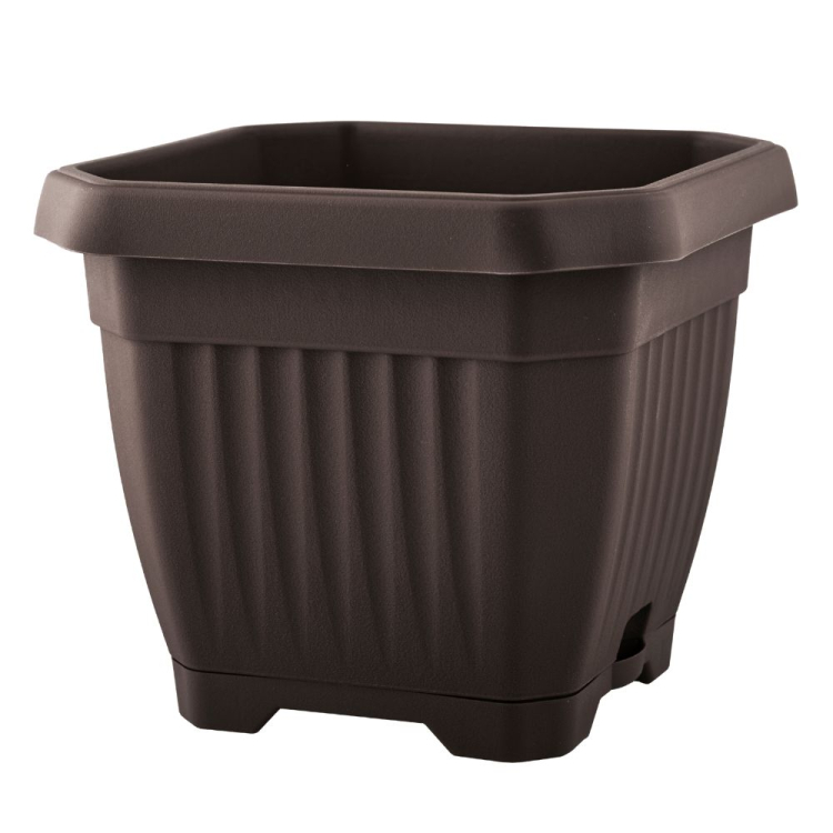 Doniczka z podstawką OCTAGON 30x30cm brązowy